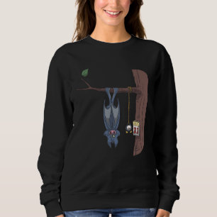 Halloween bat waiting for 31st October with alarm  Sweatshirt