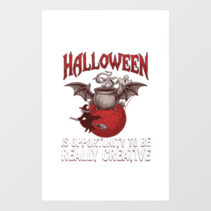 Halloween Bat Winged Cauldron Flying Witch Ghost