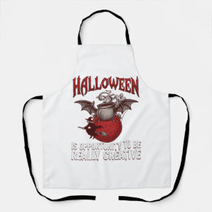 Halloween Bat Winged Cauldron Flying Witch Ghost Apron