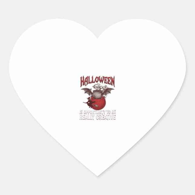 Halloween Bat Winged Cauldron Flying Witch Ghost Heart Sticker (Front)