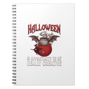 Halloween Bat Winged Cauldron Flying Witch Ghost Notebook