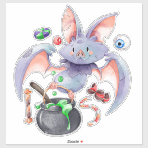 Halloween Bat with Cauldron Eyeballs and Candy