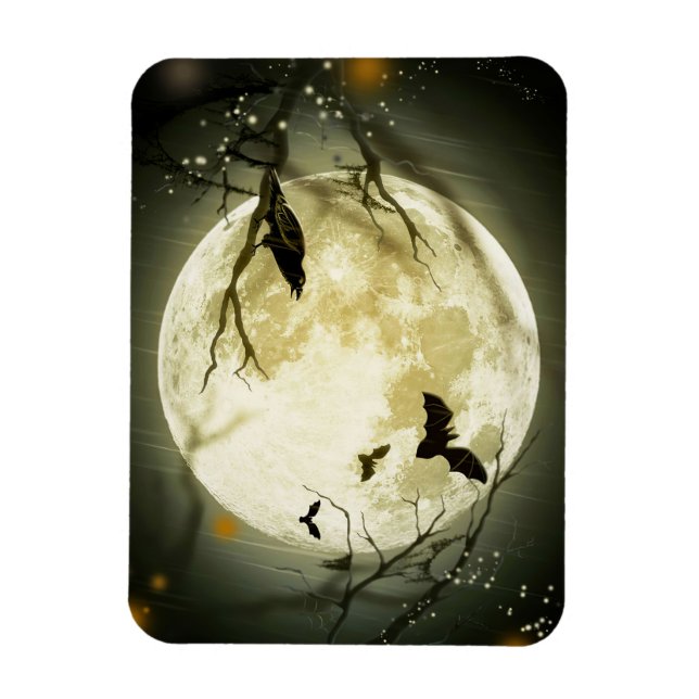 Halloween Bats and Birds Moon Magnet (Vertical)
