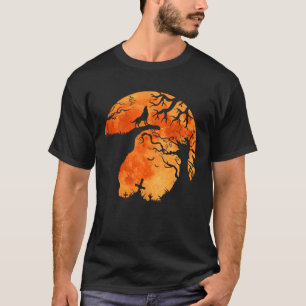 Halloween Bats and Black Wolf Howling Moon T-Shirt