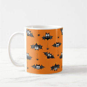 Halloween Bats and Dangling Spiders Mug