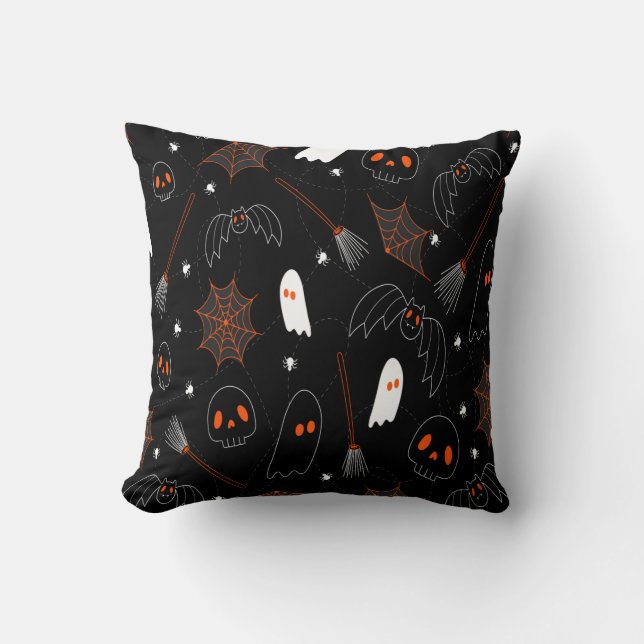 Halloween Bats and Ghosts Cushion (Front)