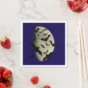 Halloween Bats and Haunting Moon Napkin