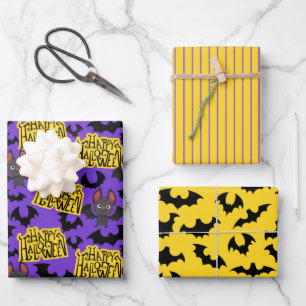Halloween Bats and Lettering  Wrapping Paper Sheet
