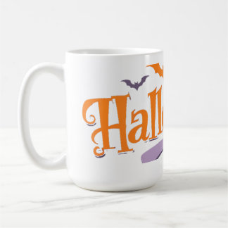 Halloween Bats and Pumpkin Mug