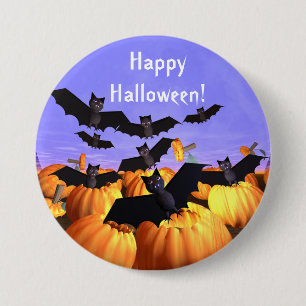 Halloween Bats and Pumpkins 7.5 Cm Round Badge