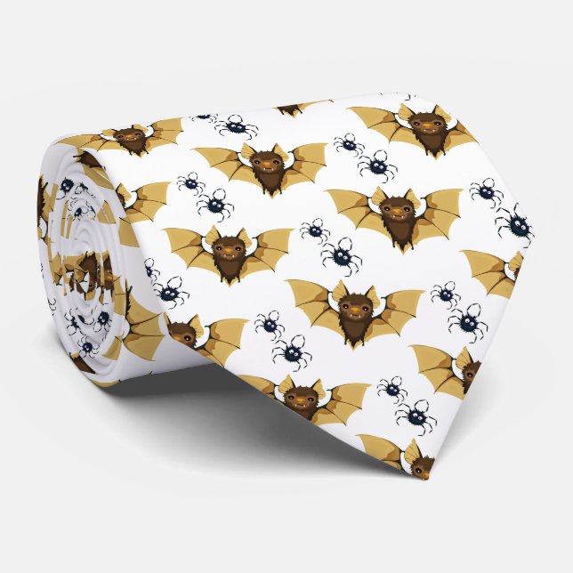 Halloween Bats and Spiders Tie (Rolled)