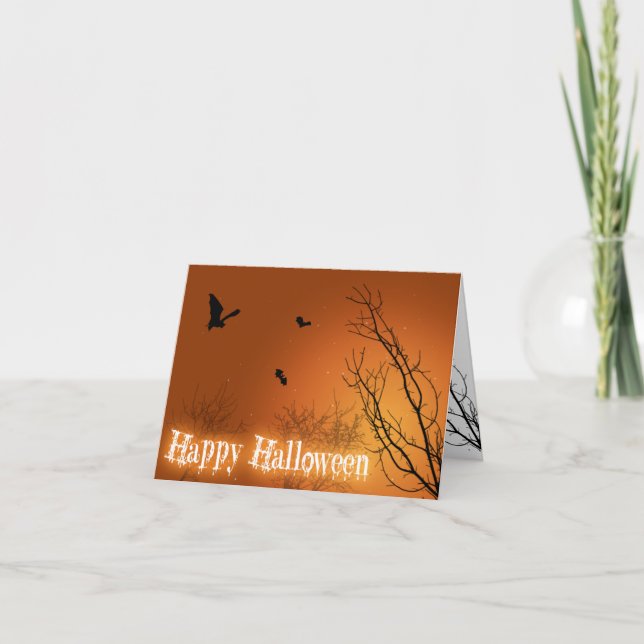 Halloween Bats and Trees Card (Front)