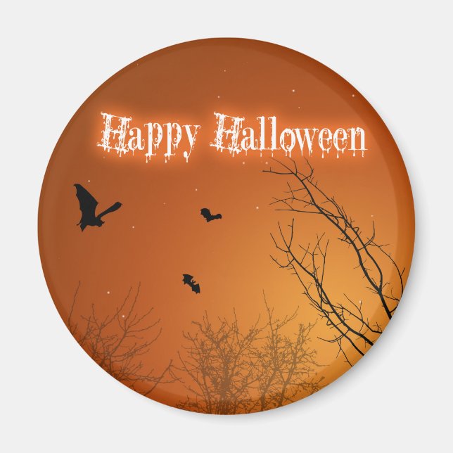 Halloween Bats and Trees Magnet (Front)