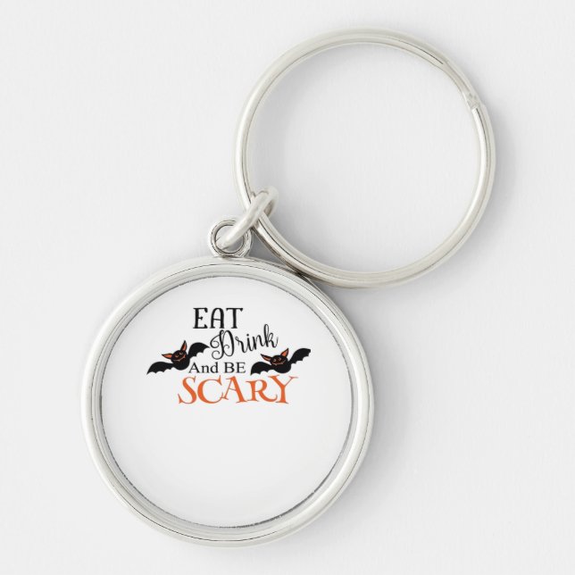 Halloween Bats Be Scary Funny Meme Key Ring (Front)