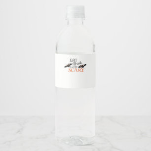 Halloween Bats Be Scary Funny Meme Water Bottle Label