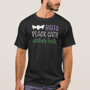 Halloween Bats Black Cats Witches Hats Costume Par T-Shirt