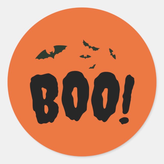 Halloween Bats Boo Classic Round Sticker (Front)