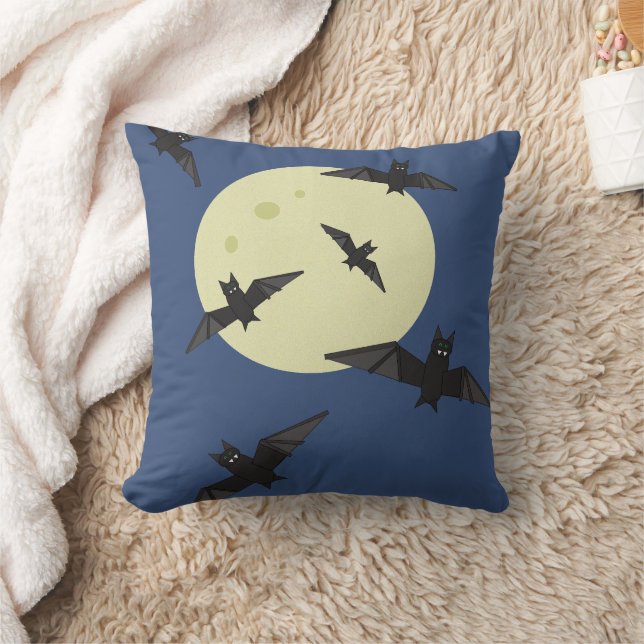 Halloween Bats flying with moon Cushion (Blanket)