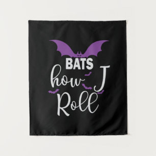 Halloween Bats How I Roll Birthday Tapestry