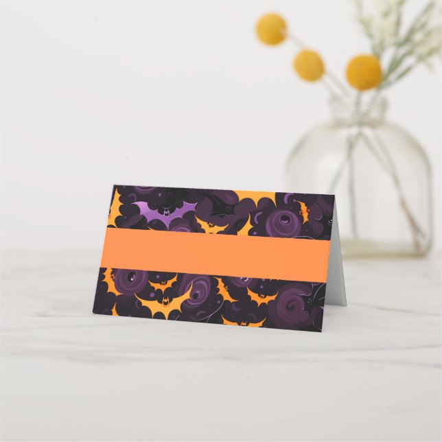 Halloween Bats Name Place Card (Front)