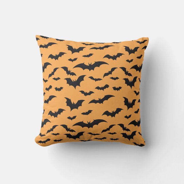 Halloween bats on orange background cushion (Front)