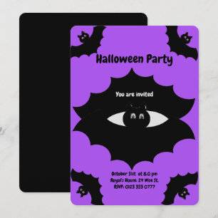 Halloween Bats on Ultra Violet Invitation