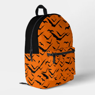 Halloween Bats Orange Black Printed Backpack