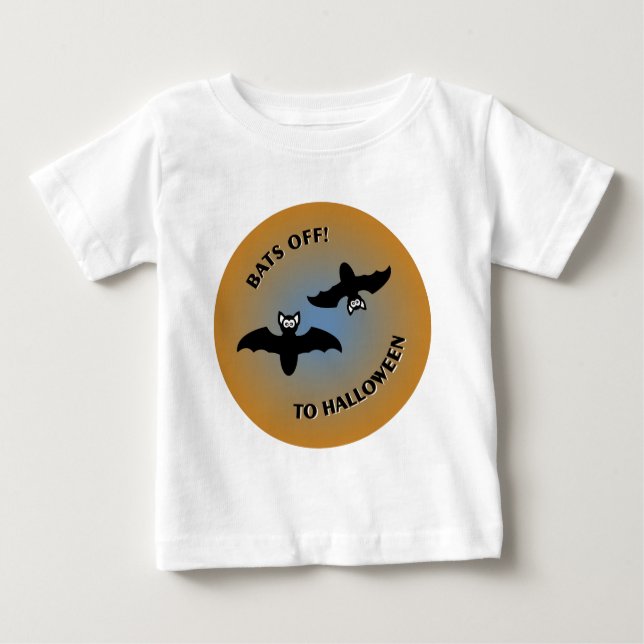 Halloween Bats Orange Blue Baby T-Shirt (Front)
