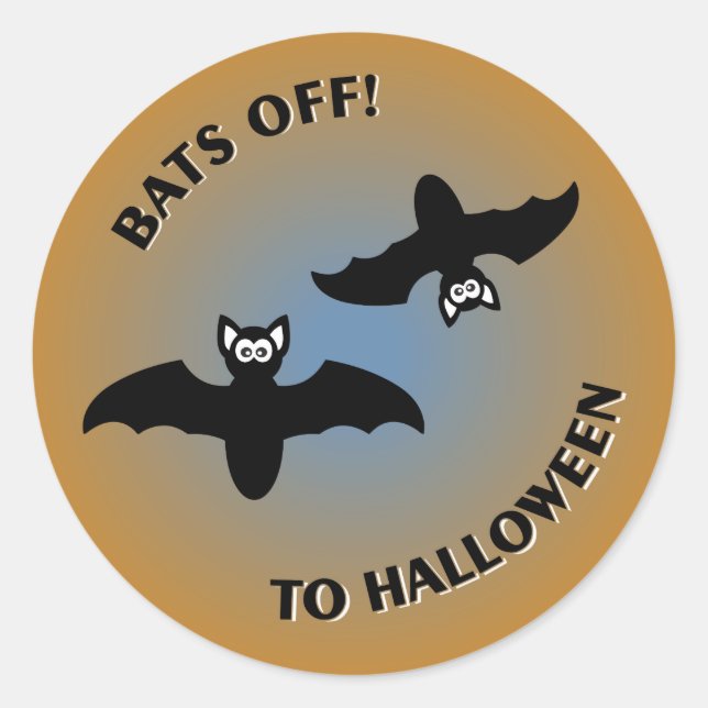Halloween Bats Orange Blue Classic Round Sticker (Front)