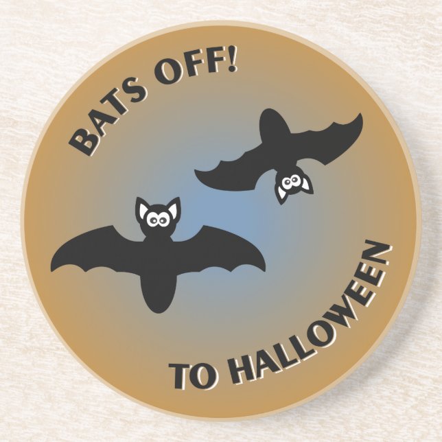 Halloween Bats Orange Blue Coaster (Front)