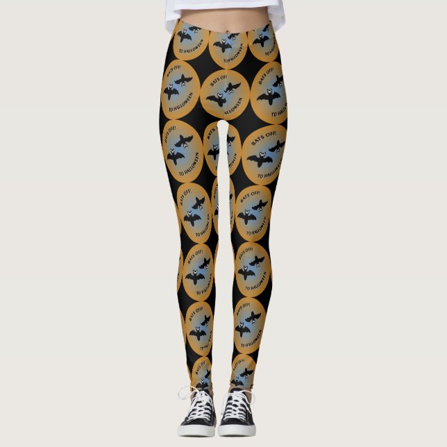 Halloween Bats, Orange Blue Leggings (Front)
