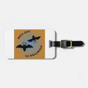 Halloween Bats Orange Blue Luggage Tag