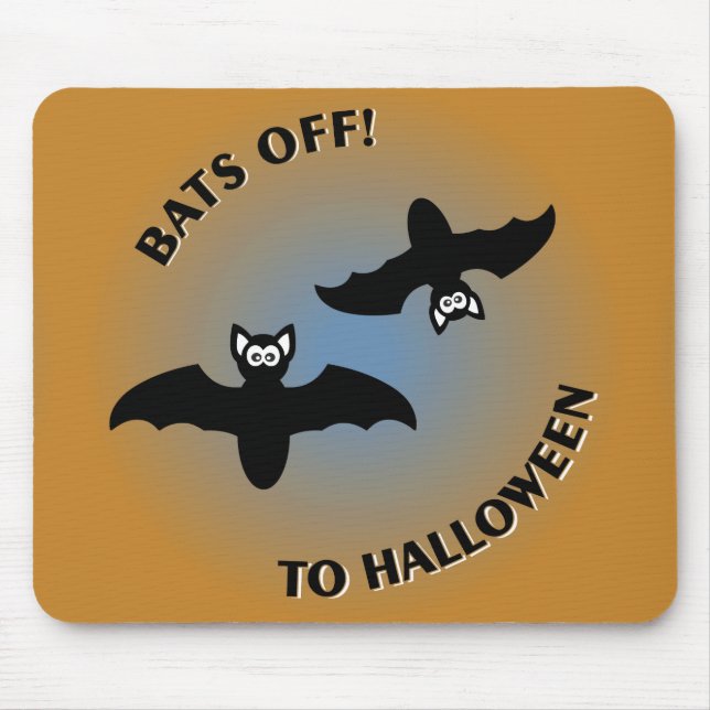 Halloween Bats Orange Blue Mouse Pad (Front)