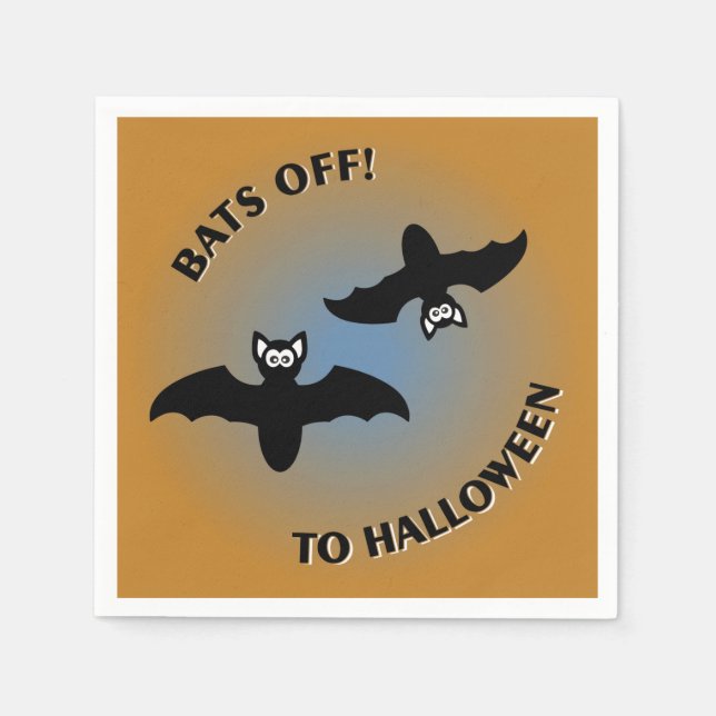 Halloween Bats Orange Blue Napkin (Front)