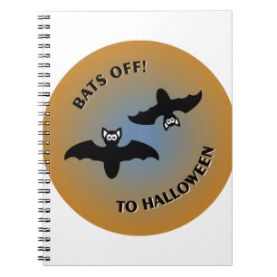 Halloween Bats Orange Blue Notebook