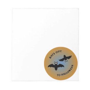 Halloween Bats Orange Blue Notepad