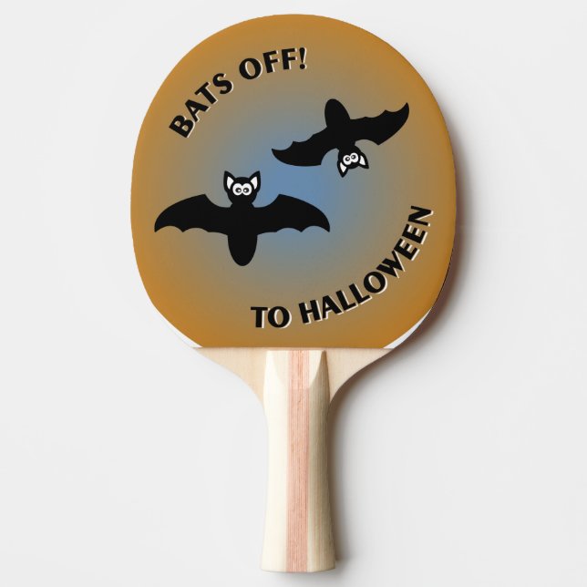 Halloween Bats Orange Blue Ping Pong Paddle (Front)