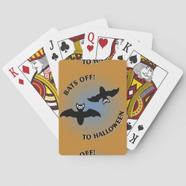 Halloween Bats Orange Blue Playing Cards (Back)