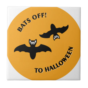 Halloween Bats Orange Ceramic Tile
