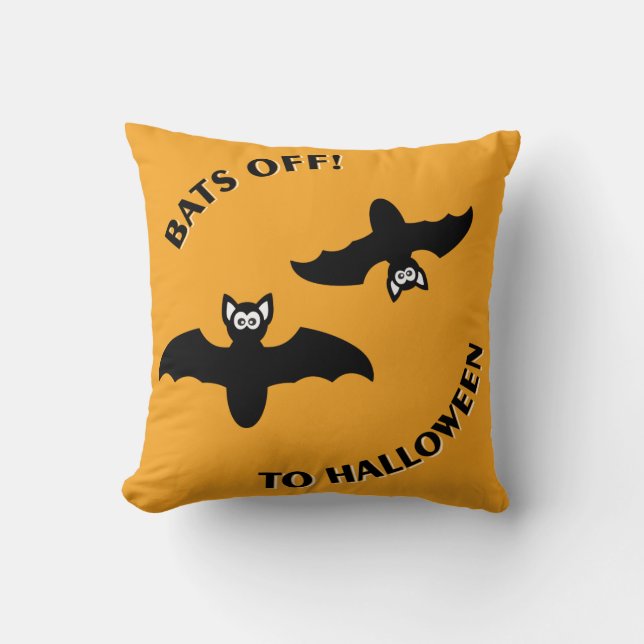 Halloween Bats Orange Cushion (Front)