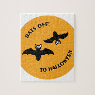 Halloween Bats Orange Jigsaw Puzzle