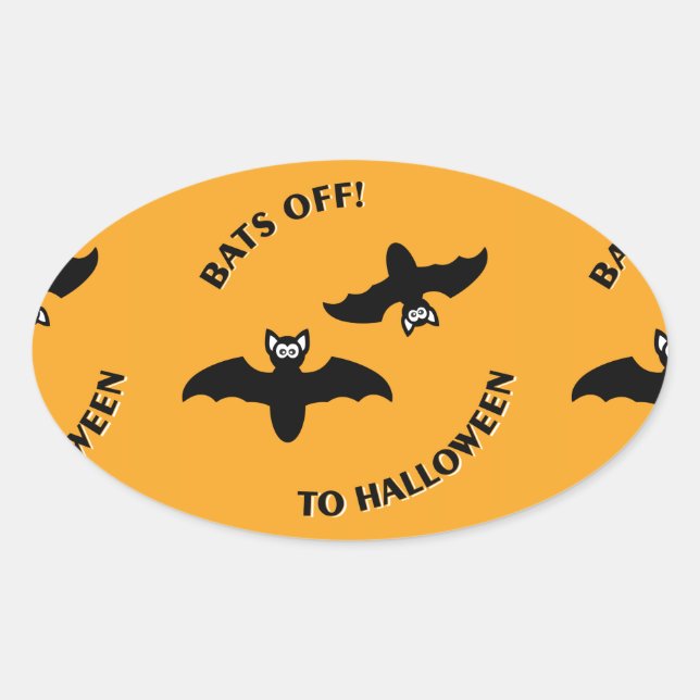 Halloween Bats Orange Oval Sticker (Front)