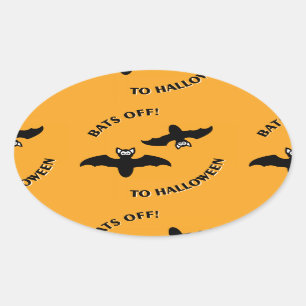Halloween Bats Orange Oval Sticker