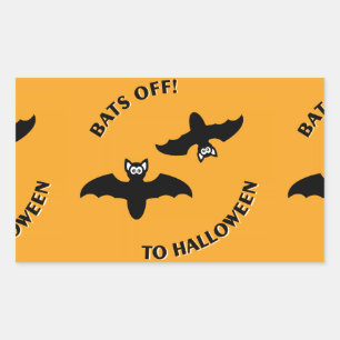 Halloween Bats Orange Rectangular Sticker