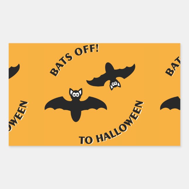 Halloween Bats Orange Rectangular Sticker (Front)