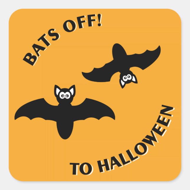 Halloween Bats Orange Square Sticker (Front)