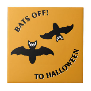Halloween Bats Orange Tile