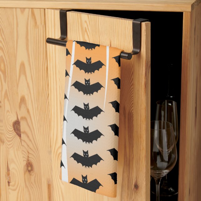 Halloween Bats Pattern Tea Towel (Thirds Fold)