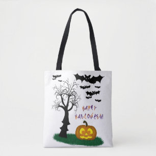 Halloween Bats Pumpkin Spooky Tree Tote Bag