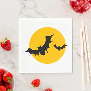 Halloween Bats Silhouette Full Moon Napkin